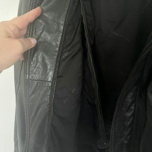 MENS LEATHER WINTER COAT WASTE LENGTH VERY WARM INDEED